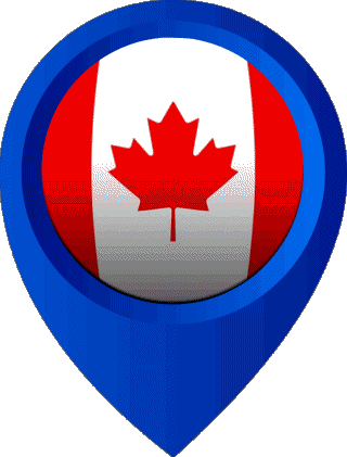 Location Pin Canada America Flags 