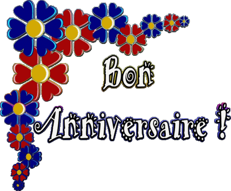 005 Fondo transparente Floral Bon Anniversaire Francés Mensajes 
