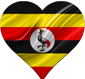 Corazón Uganda África Banderas 
