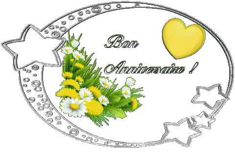 010 Fondo transparente Floral Bon Anniversaire Francés Mensajes 
