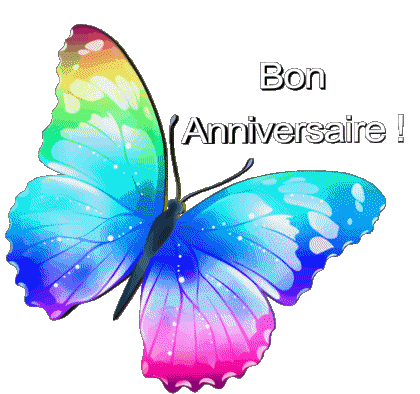 005 Sfondo trasparente Papillons Bon Anniversaire Francese Messagi 