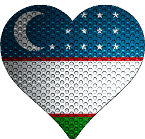 Heart Uzbekistan Asia Flags 
