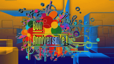 002 Sfondo animato Abstrait - Géométrique Bon Anniversaire Francese Messagi 
