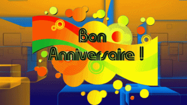 002 Sfondo animato Abstrait - Géométrique Bon Anniversaire Francese Messagi 