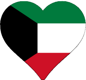 Heart Kuwait Asia Flags 