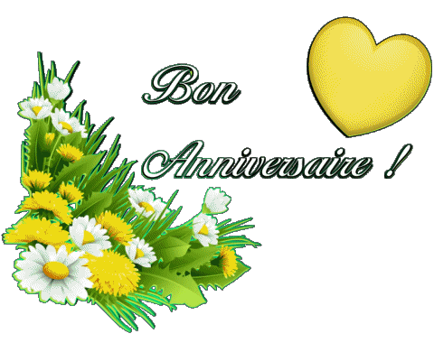 010 Sfondo trasparente Floral Bon Anniversaire Francese Messagi 