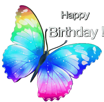 005 Sfondo trasparente Butterflies Happy Birthday Inglese Messagi 