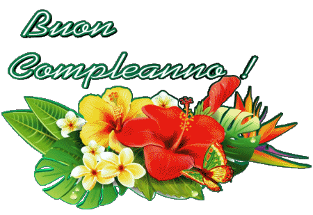 001 Transparenter Hintergrund Floreale Buon Compleanno Italienisch Nachrichten 