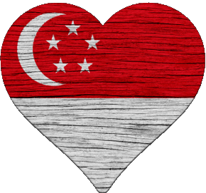 Corazón Singapur Asia Banderas 