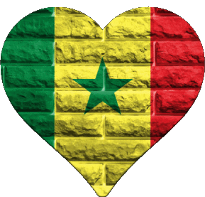 Coeur Sénégal Afrique Drapeaux 