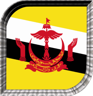 Square Brunei Asia Flags 
