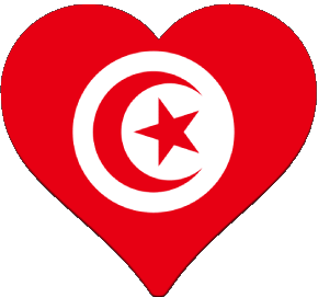Heart Tunisia Africa Flags 