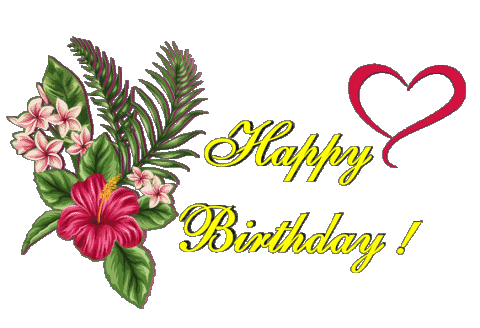 007 Sfondo trasparente Floral Happy Birthday Inglese Messagi 