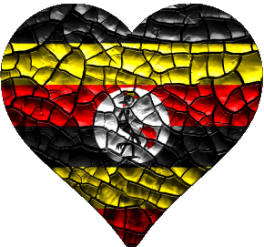 Corazón Uganda África Banderas 