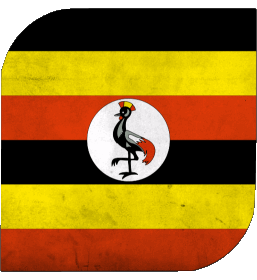 Square Uganda Africa Flags 