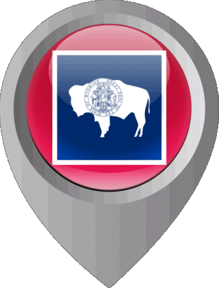 Location Pin Wyoming U.S.A - States America Flags 