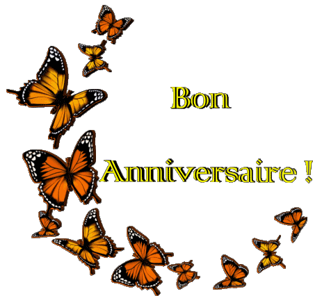 009 Sfondo trasparente Papillons Bon Anniversaire Francese Messagi 