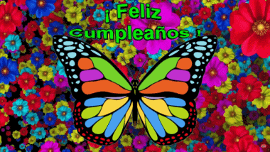 002 Fondo animado Mariposas Feliz Cumpleaños Español Mensajes 