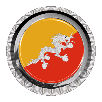 Rond - Anneaux Bhoutan Asie Drapeaux 