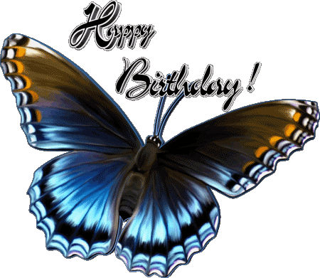 006 Fondo transparente Butterflies Happy Birthday Inglés Mensajes 