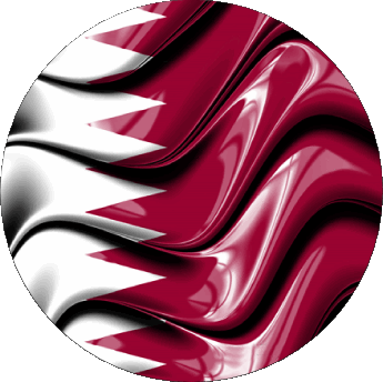 Round Qatar Asia Flags 