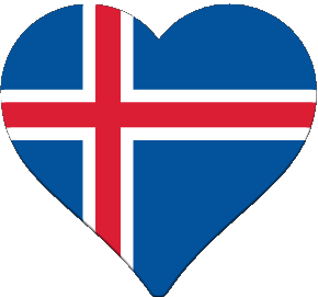 Coeur Islande Europe Drapeaux 