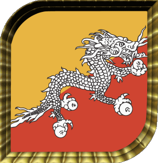 Quadrato Bhutan Asia Bandiere 