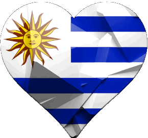 Coeur Uruguay Amériques Drapeaux 