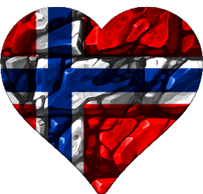 Coeur Norvège Europe Drapeaux 
