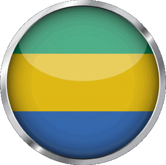 Round Gabon Africa Flags 