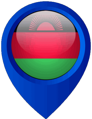 Marcador de ubicación Malawi África Banderas 
