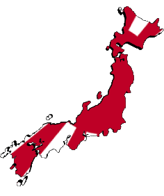 Karte Japan Asien Fahnen 