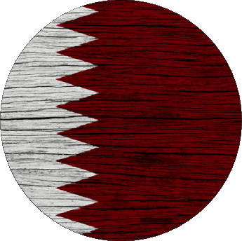 Round Qatar Asia Flags 