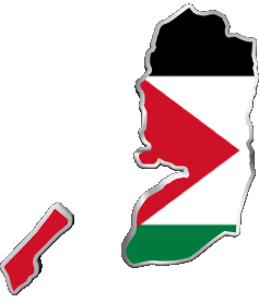 Carte Palestine Asie Drapeaux 