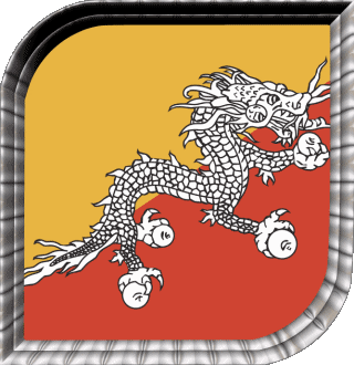 Quadrato Bhutan Asia Bandiere 