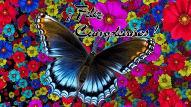 002 Animierter Hintergrund Mariposas Feliz Cumpleaños Spanisch Nachrichten 