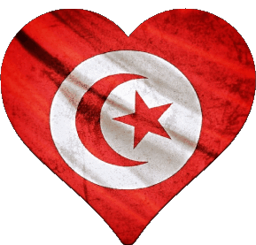 Heart Tunisia Africa Flags 