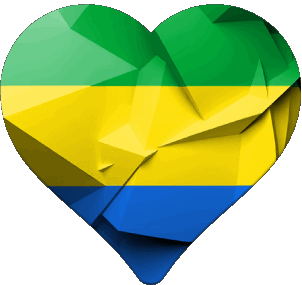 Coeur Gabon Afrique Drapeaux 