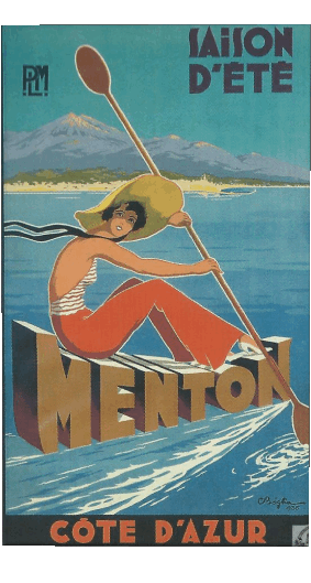 Menton-Menton France Cote d Azur Retro Poster - Orte Humor -  Fun 