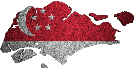 Karte Singapur Asien Fahnen 