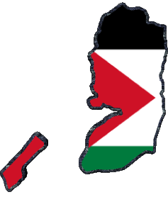 Carte Palestine Asie Drapeaux 