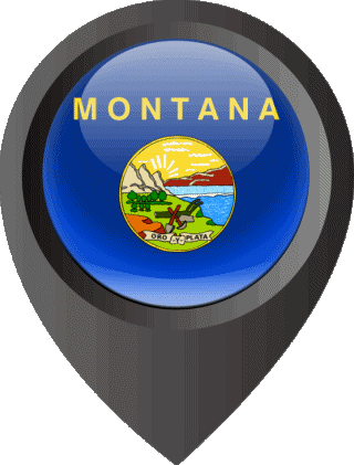 Location Pin Montana U.S.A - States America Flags 