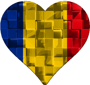 Coeur Roumanie Europe Drapeaux 