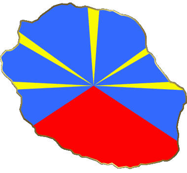 Map La Réunion D.O.M - T.O.M France Flags 