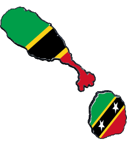 Mapa Saint Kitts y Nevis América Banderas 