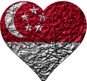 Corazón Singapur Asia Banderas 