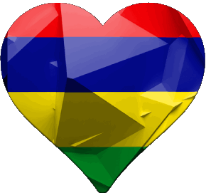 Heart Mauritius Africa Flags 