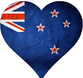 Heart New Zealand Oceania Flags 