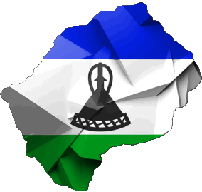 Karte Lesotho Afrika Fahnen 