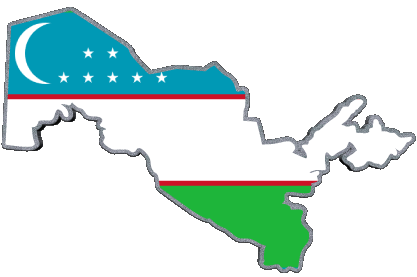 Mapa Uzbekistán Asia Banderas 